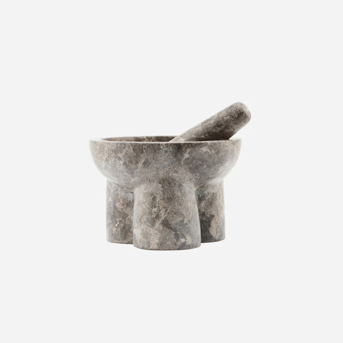 MORTAR W.PESTLE, HDKULTI, GREY/BROWN