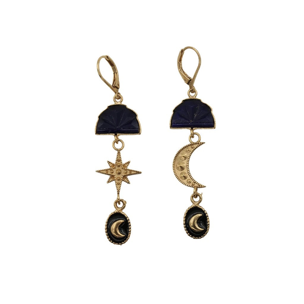 EARRINGS VINTAGE SACHA STAR MOON