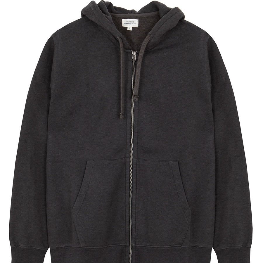 MEN KNITTED SWEATSHIRT - HOODY ZIPPER - CHARCOAL