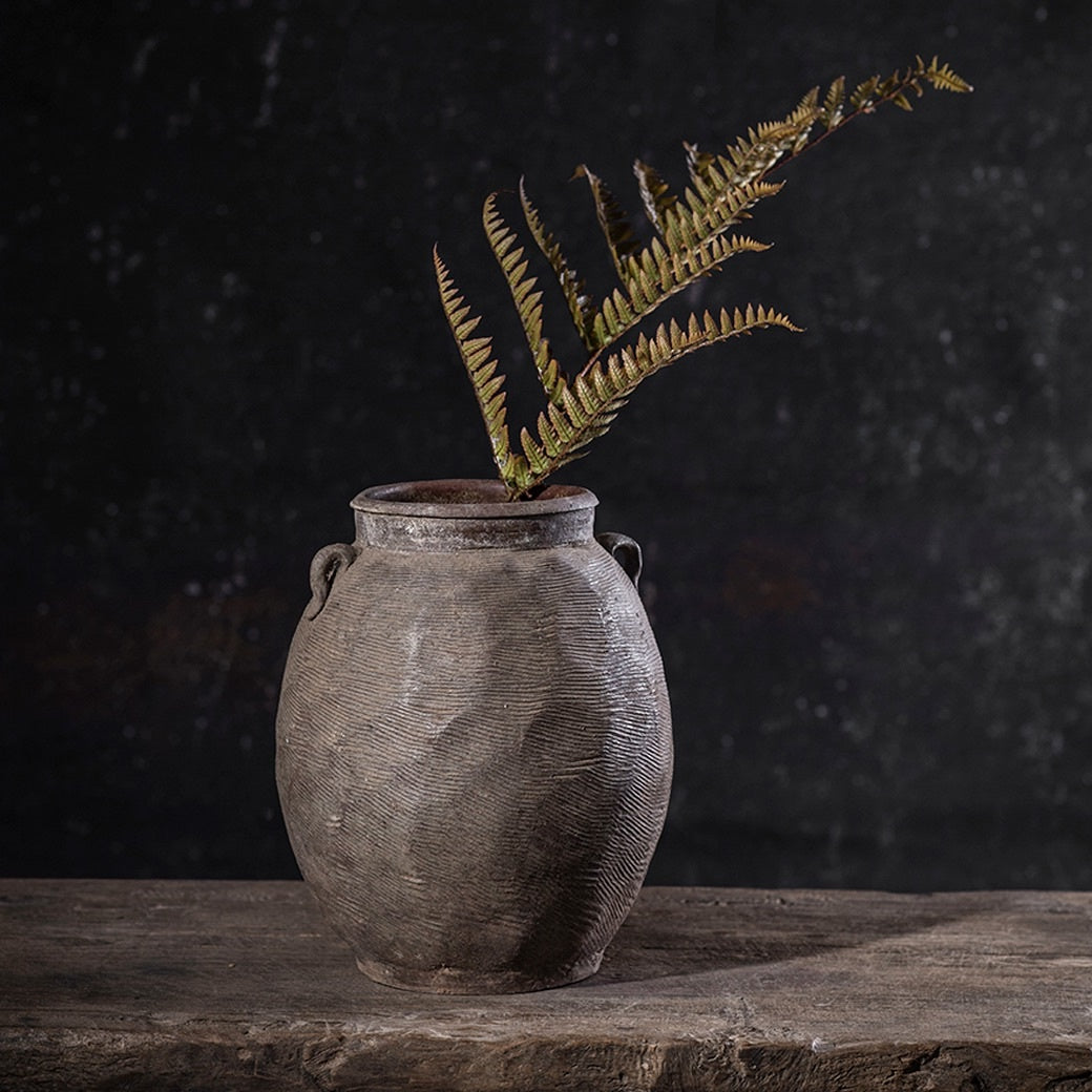 STRIPPED BROWN VASE | S