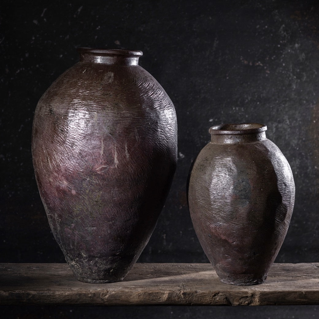 STRIPPED BROWN VASE | L