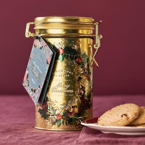 MERRY XMAS TIN WITH SPICED ORANGE & CRANBERRY SHORTBREAD