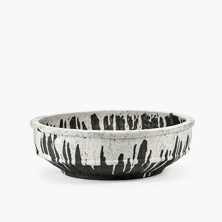 PLANTER BOWL  L OFF WHITE DARK BROWN