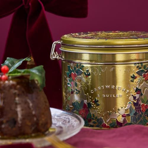 MERRY CHRISTMAS PUDDING IN TIN