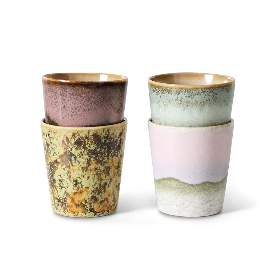 70's  CERAMICS: COFFEE MUGS SERENDIPITY | SET OF 4