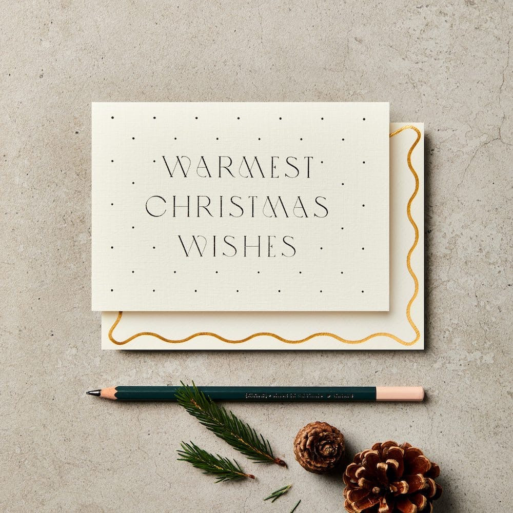 "WARMEST CHRISTMAS WISHES" HANDPRINTED CARD