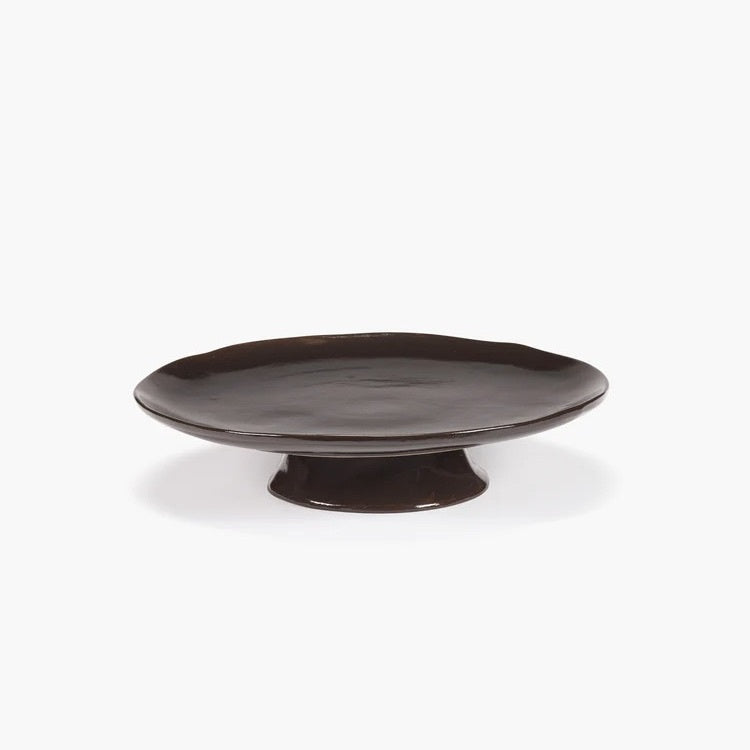 LARGE PLATE ON FOOT EBONY LA MERE