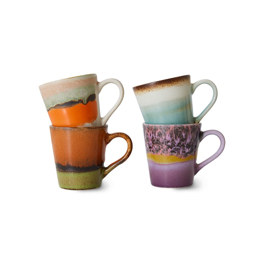 70S CERAMICS  ESPRESSO - MUGS, RETRO (SET OF 4)