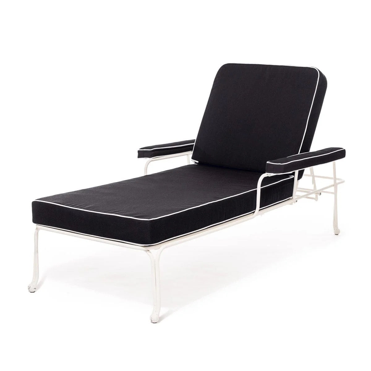 THE WATERHOUSE SUN LOUNGER IN RIVIE BLACK | ANTIQUE WHITE FRAME | On Order
