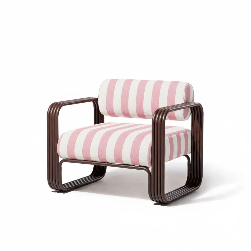 THE CONTINI ACCENT CHAIR | ANTIQUE WHITE FRAME | TERRY TERRACOTTA STRIPE | On Order