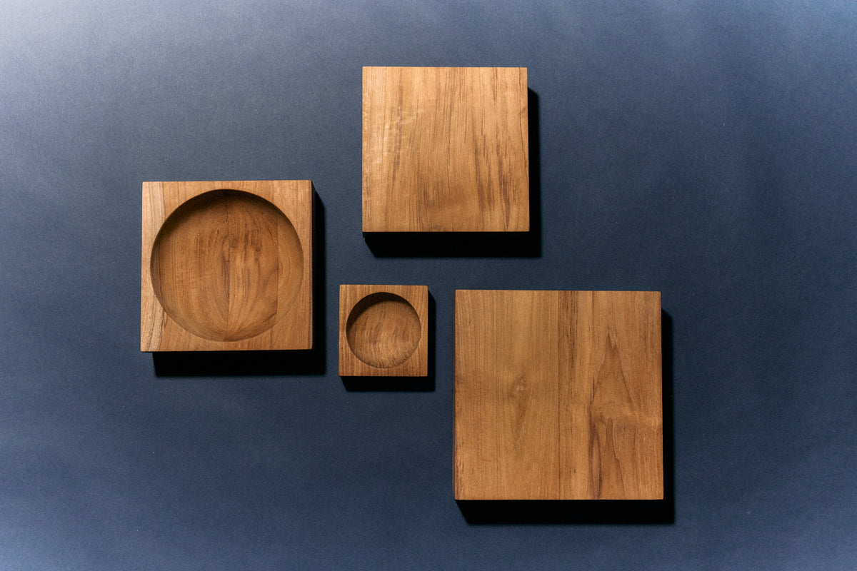 TEAK CUBE BOWL