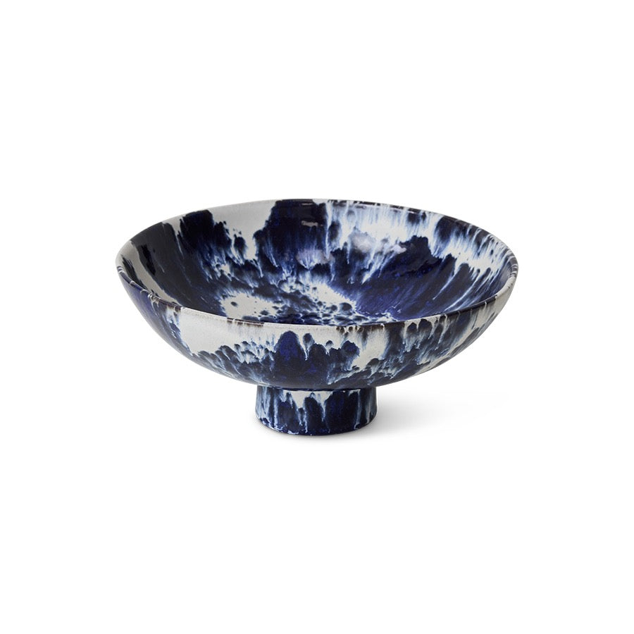 CERAMIC BOWL ON BASE INDIGO