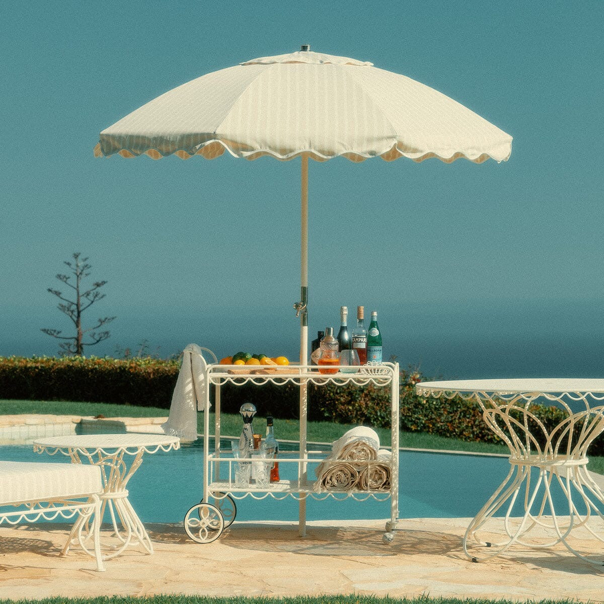 THE CLUB UMBRELLA - MONACO NATURAL STRIPE | On Order