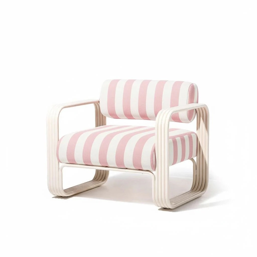 THE CONTINI ACCENT CHAIR | ANTIQUE WHITE FRAME | CREW VINTAGE BLACK STRIPE | On Order