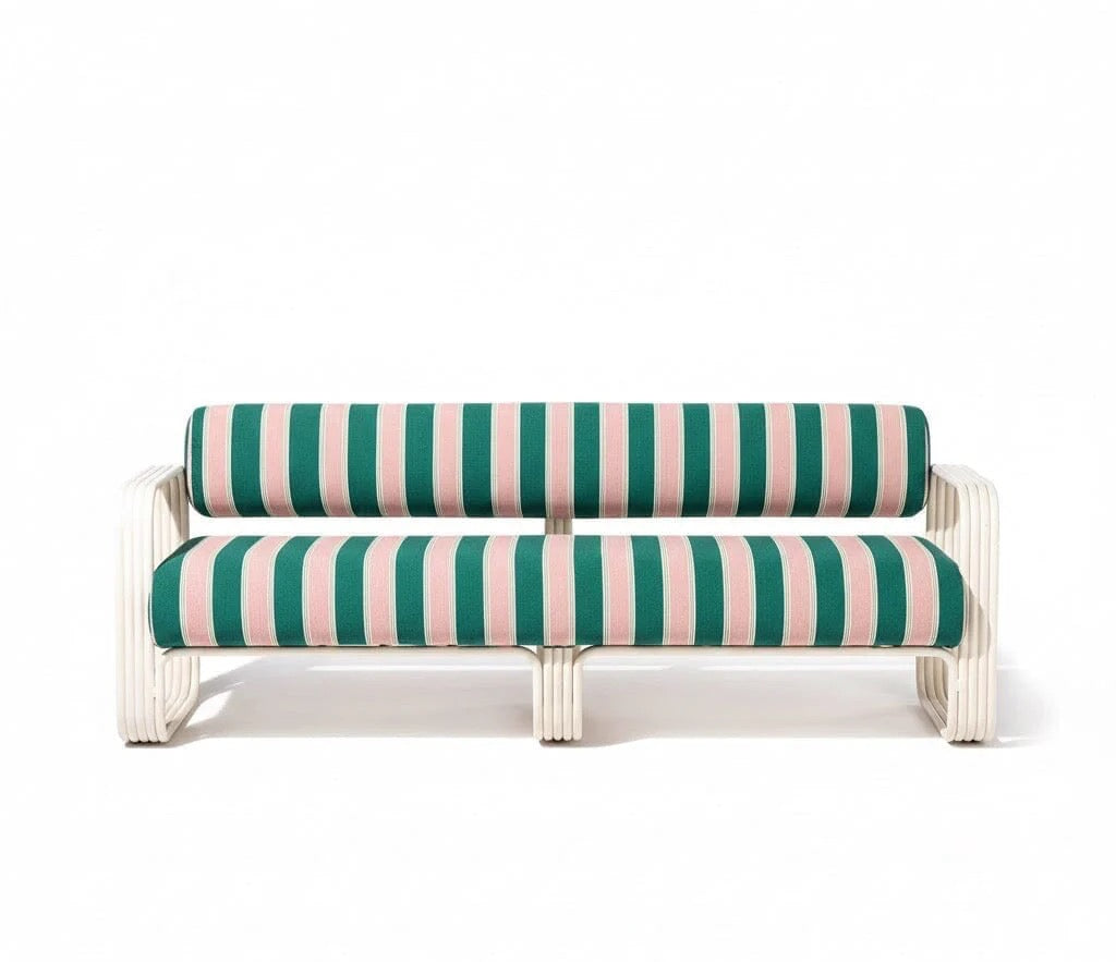 THE CONTINI SOFA | ANTIQUE WHITE FRAME | TERRY TERRACOTTA STRIPE | On Order
