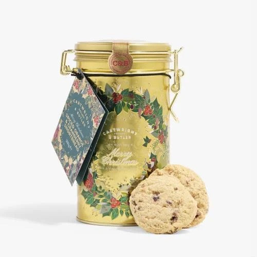 MERRY XMAS TIN WITH SPICED ORANGE & CRANBERRY SHORTBREAD