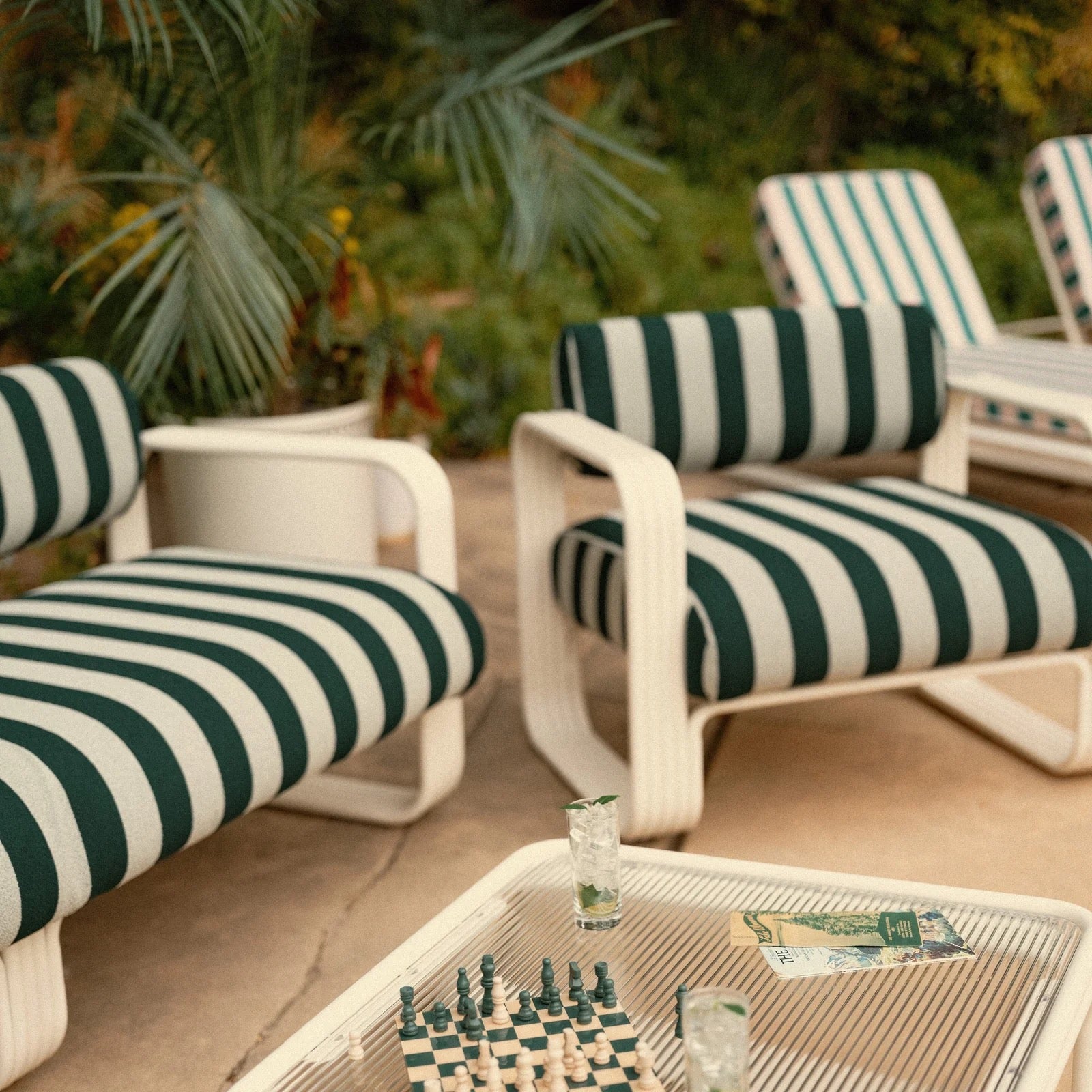 THE CONTINI ACCENT CHAIR | ANTIQUE WHITE FRAME | CREW VINTAGE BLACK STRIPE | On Order