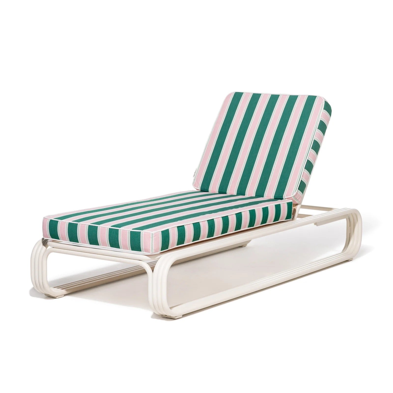 THE CONTINI SUN LOUNGER | ANTIQUE WHITE FRAME | CREW VINTAGE BLACK STRIPE  On Order