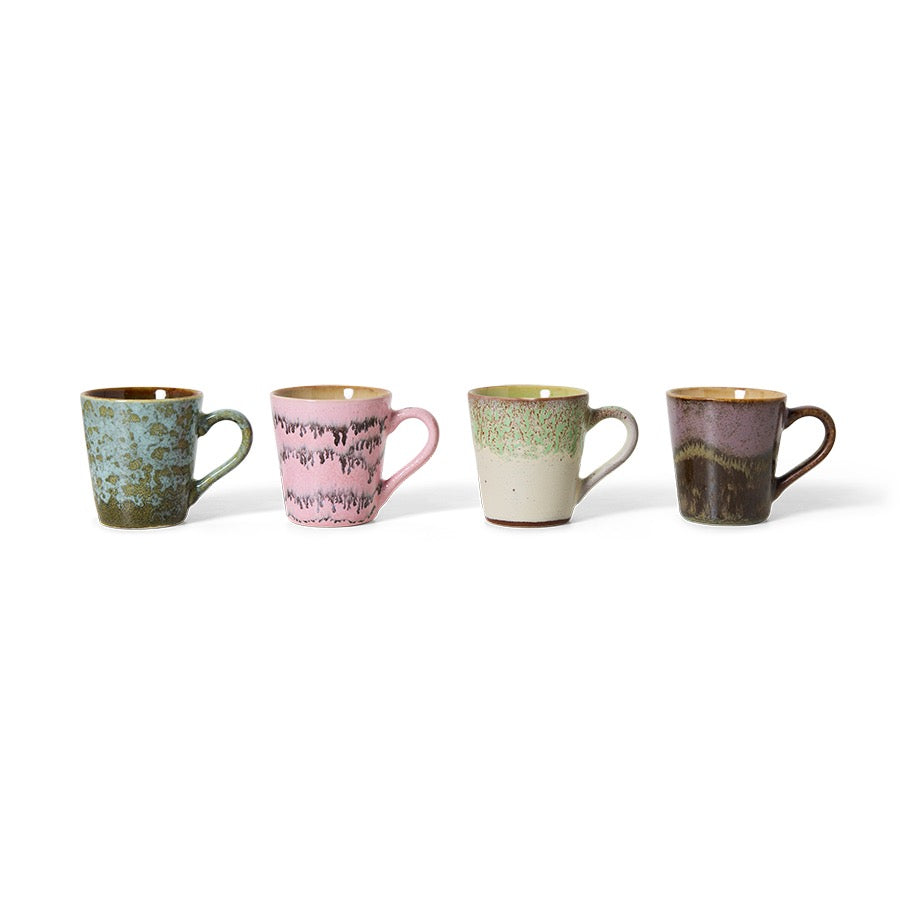 70's CERAMICS: ESPRESSO MUGS  BRUTALISM | SET OF 4