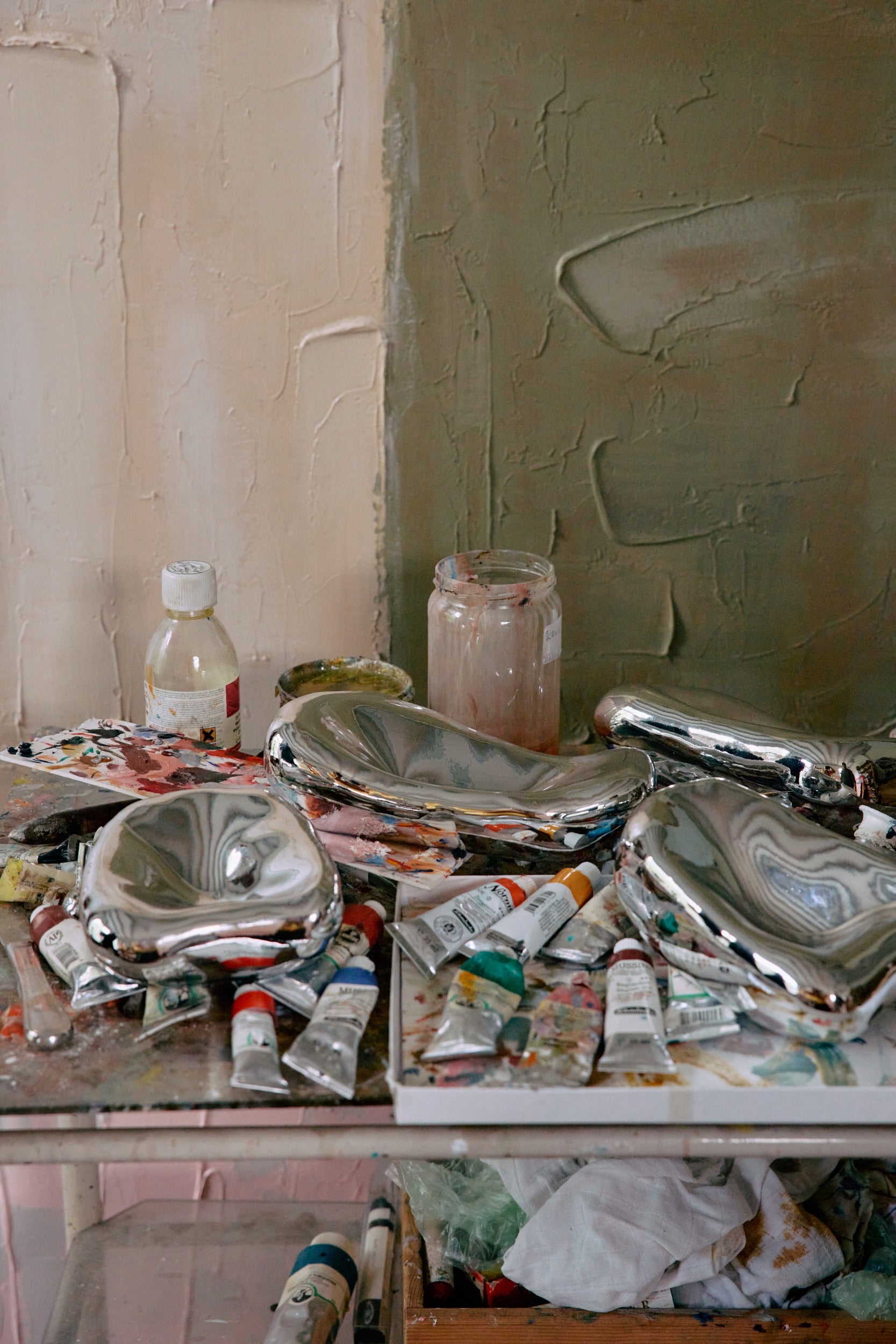 GLASS SCULPTURE CHROME | SET OF 4