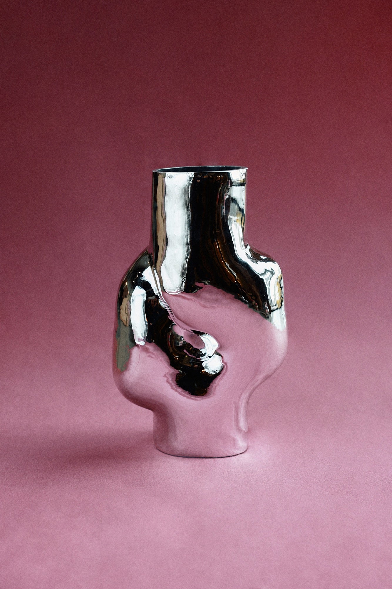 GLEAM GLASS HIGH VASE | CHROME