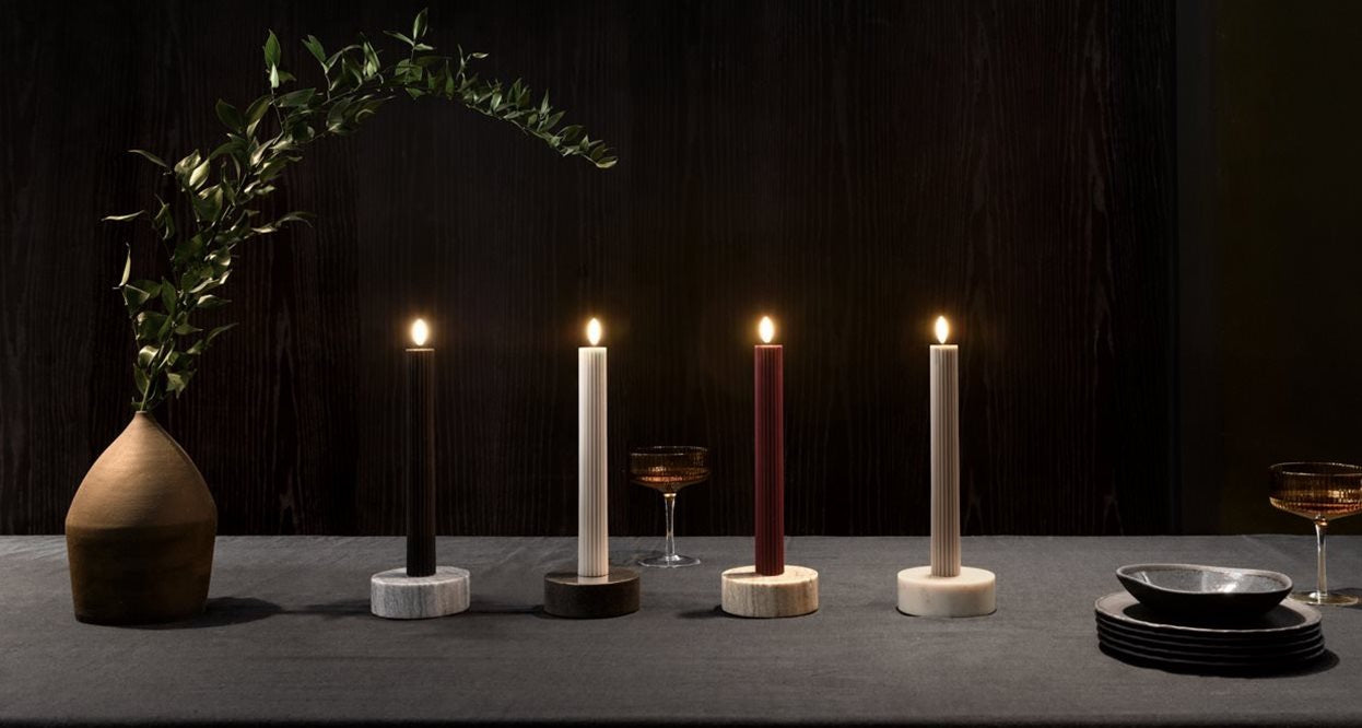 MARBLE BASE CANDLEHOLDER | BLACK