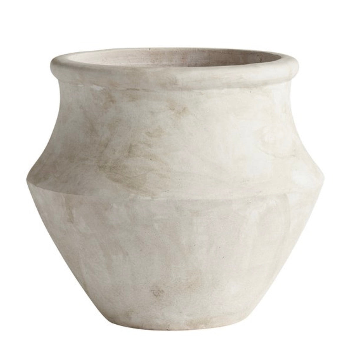 POT  TERRACOTTA , CLAY GREEK-L-WHITE