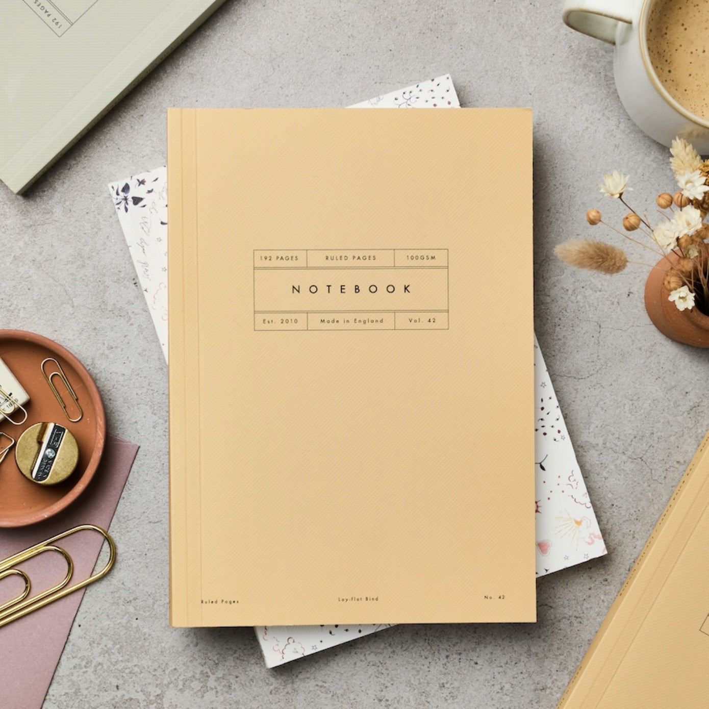 VOL 42: RULED MUSTARD FLAT LAY NOTEBOOK