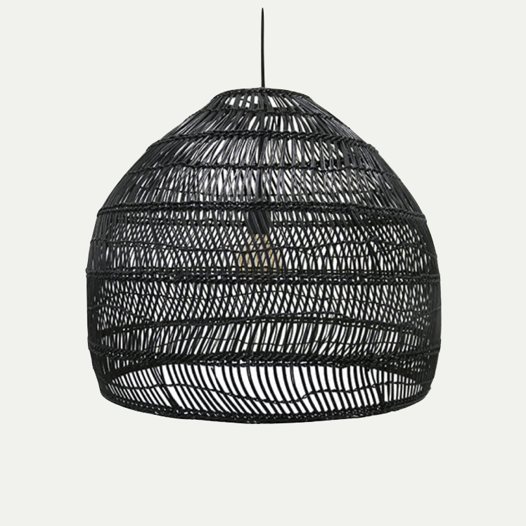 WICKER PENDANT LAMP BALL BLACK | M