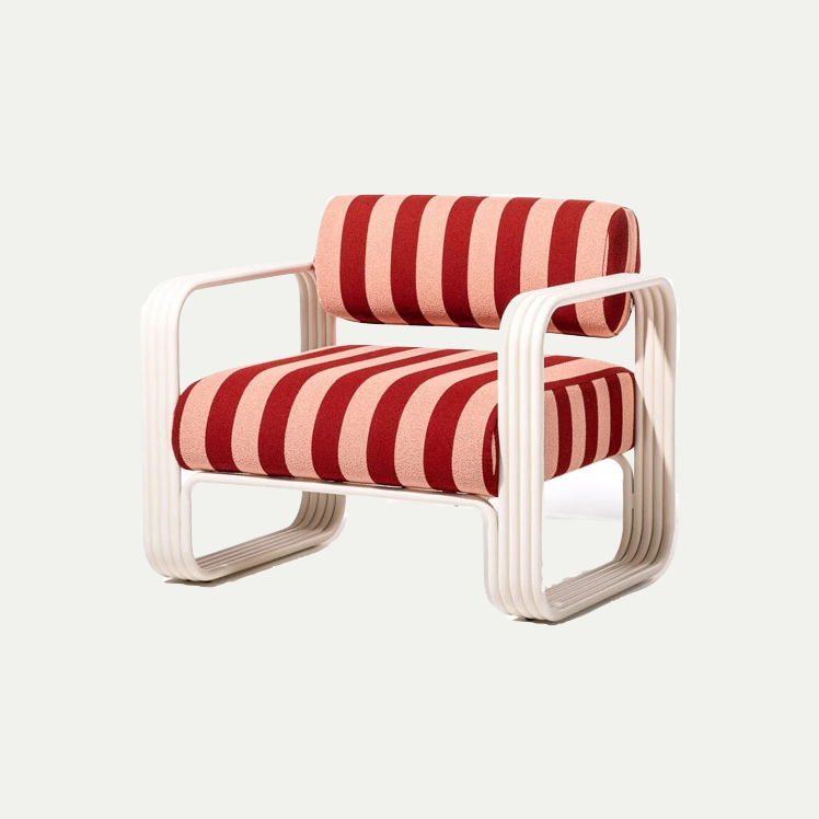 THE CONTINI ACCENT CHAIR | ANTIQUE WHITE FRAME | TERRY TERRACOTTA STRIPE | On Order
