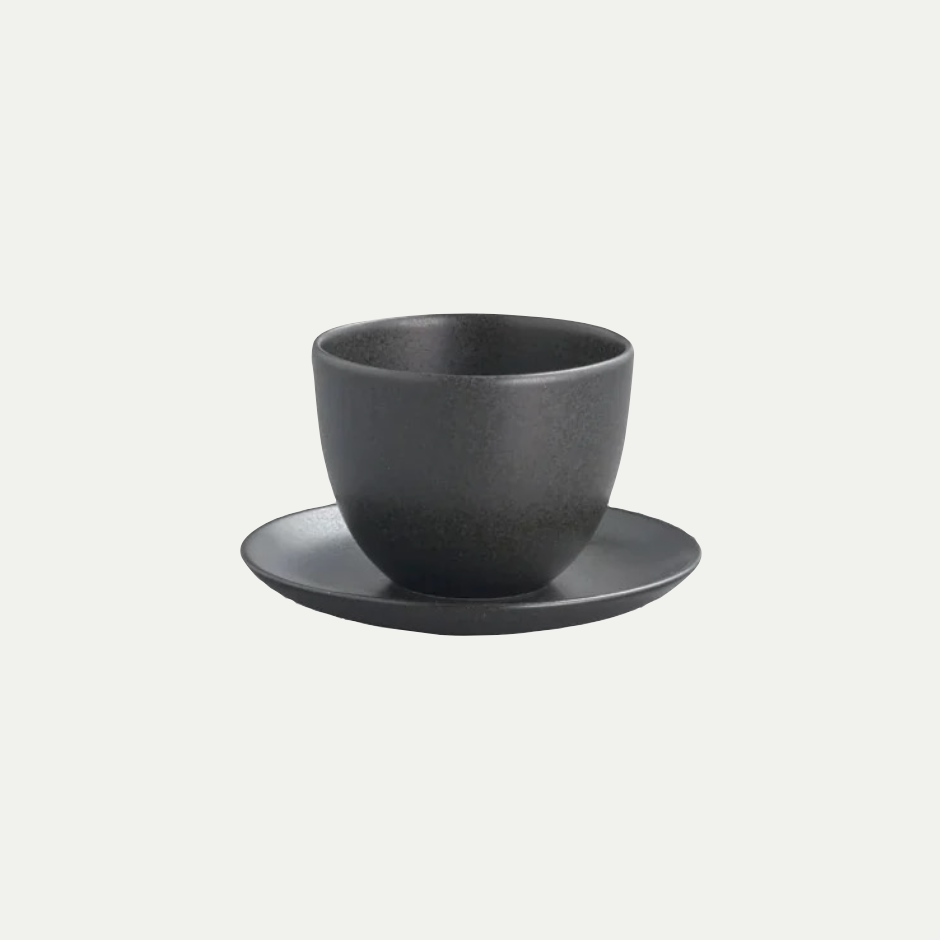 PEBBLE CUP & SAUCER 180ML BLACK