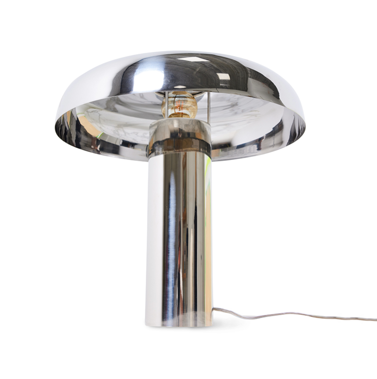 MUSHROOM TABLE LAMP, CHROME