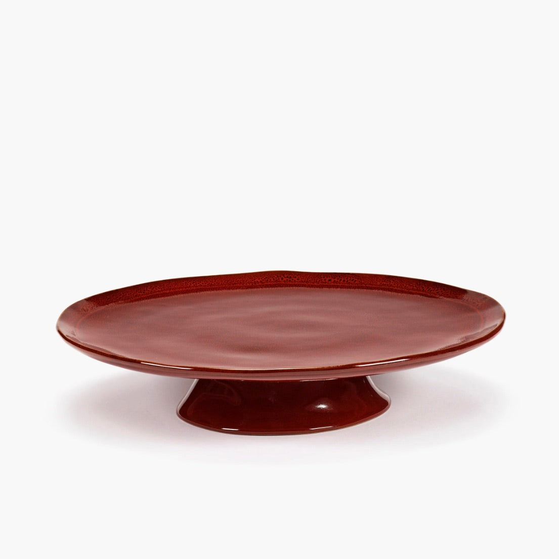 LARGE PLATE ON FOOT VENETIAN RED LA MERE