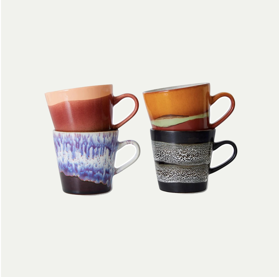 70's CERAMICS AMERICANO MUGS FRICTION - SET OF 4