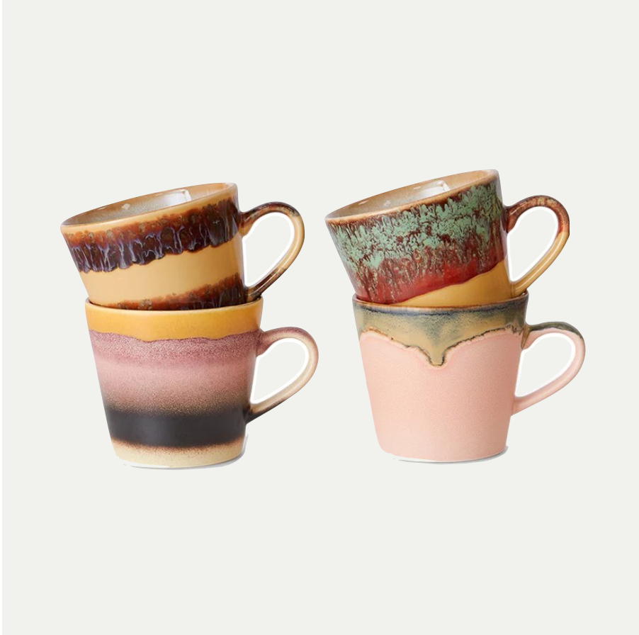 70's CERAMIC CAPPUCCINO MUGS VISTA - SET OF 4