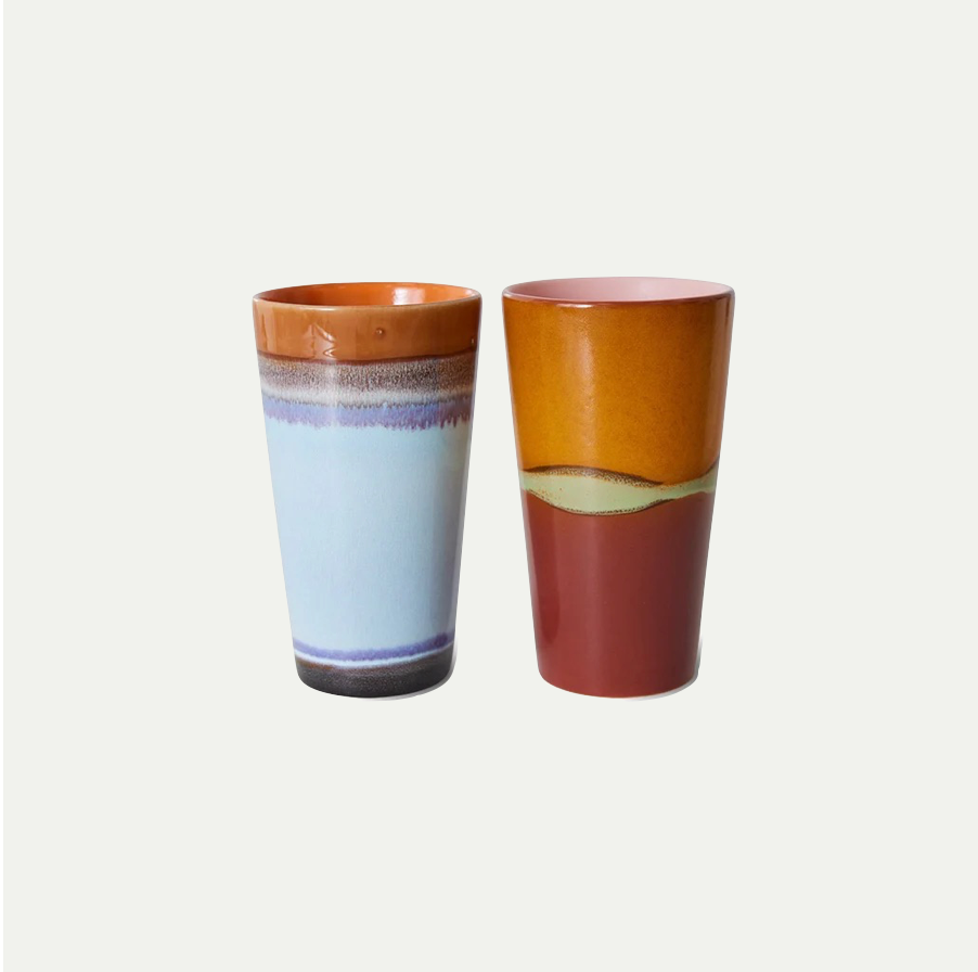70S CERAMICS LATTE MUGS, CLASH SET OF 2