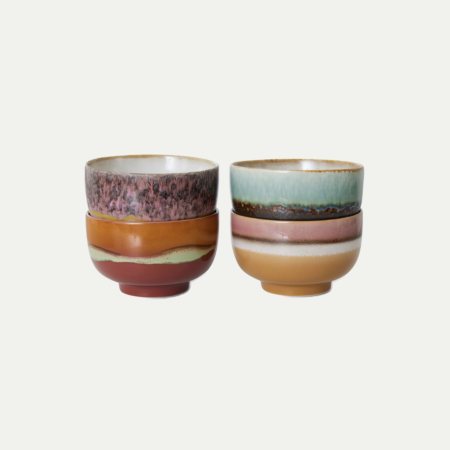 70's CERAMICS NOODLE BOWLS GEYSER - SET OF 4