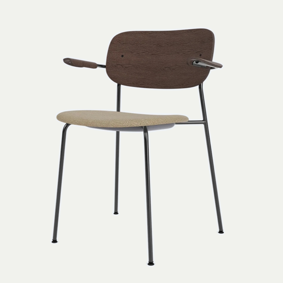 CO DINING CHAIR, UPHOLSTERED SEAT, BLACK FRAME | On Order