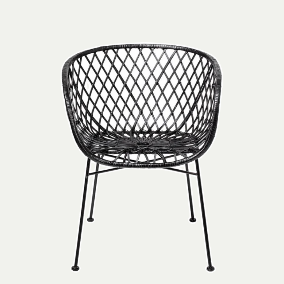 KAMA LOUNGE CHAIR, BLACK, RATTAN