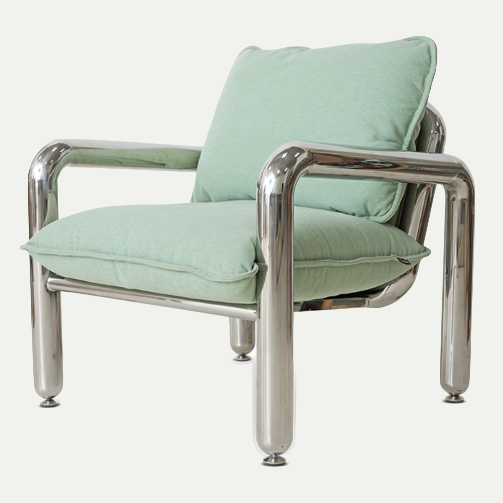 CHROME LOUNGE ARMCHAIR | CANVAS MINT | On Order