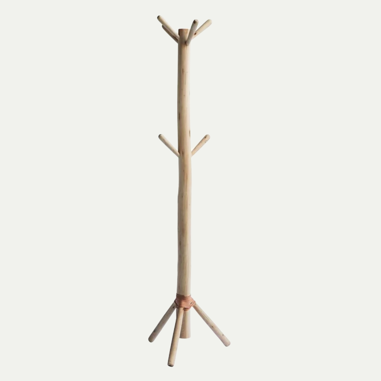 COAT STAND TRIPOD | EUCALYPTUS WOOD AND PALM LEAVES | 180 CM