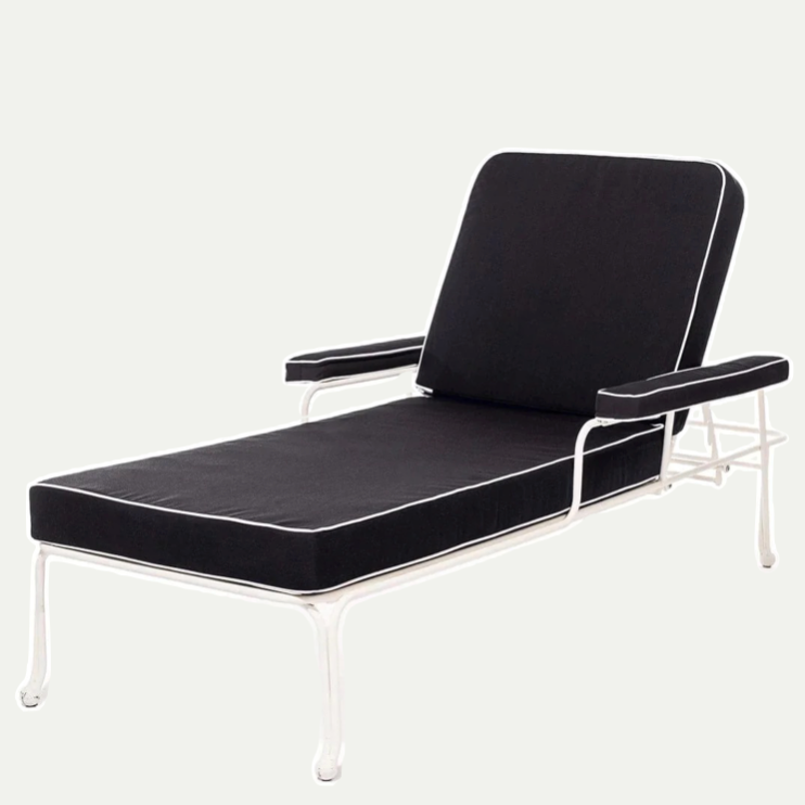 THE WATERHOUSE SUN LOUNGER IN RIVIE BLACK | ANTIQUE WHITE FRAME | On Order