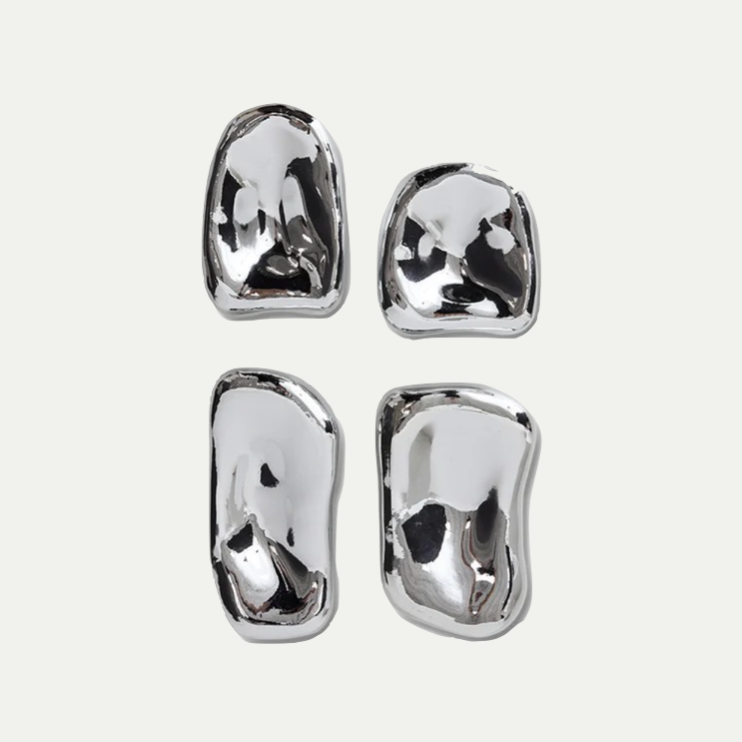 GLASS SCULPTURE CHROME | SET OF 4