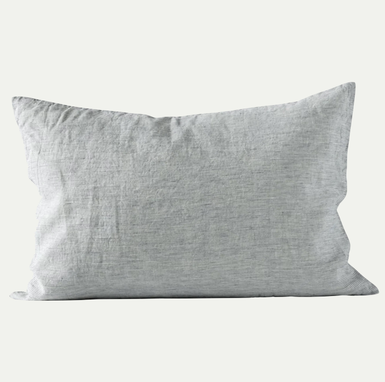 CUSHION COVER LINEN-ECRU/NAVY