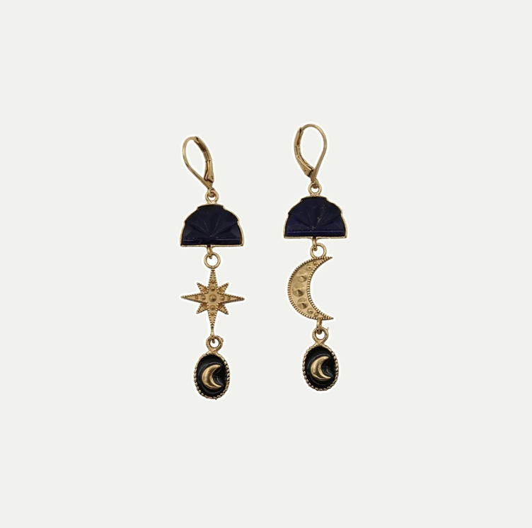EARRINGS VINTAGE SACHA STAR MOON