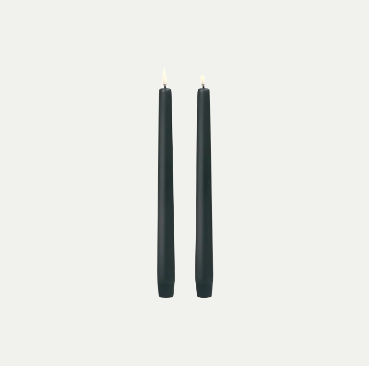 CLASSIC LED TAPER CANDLES GREEN | 2.3 x 25 CM | SET OF 2