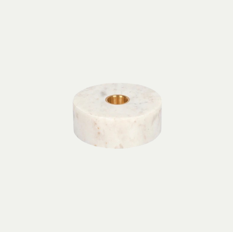 MARBLE BASE CANDLEHOLDER | WHITE