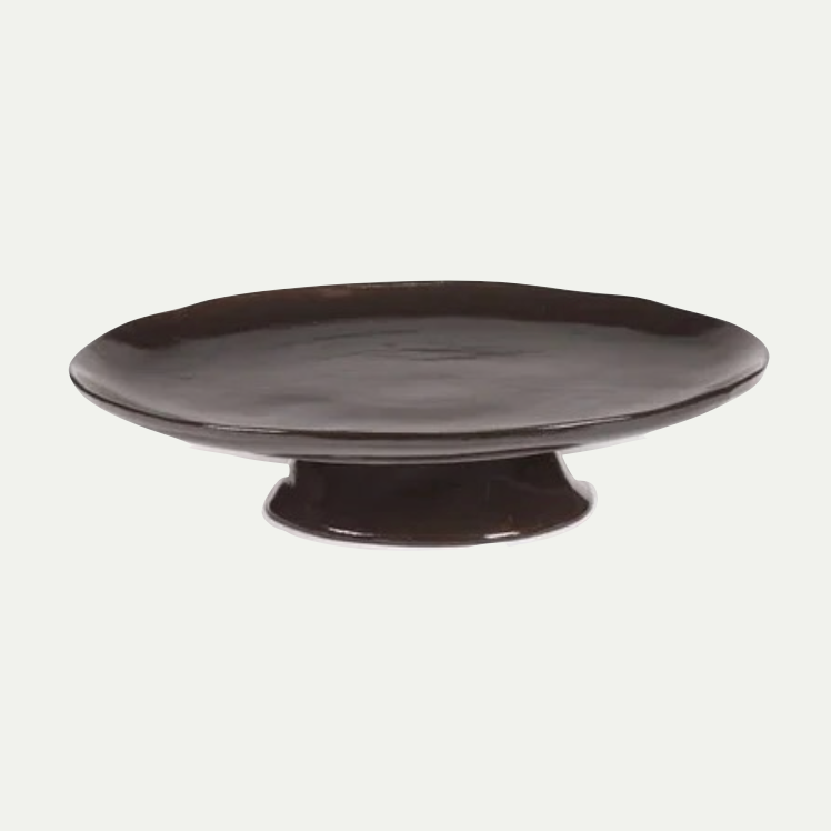LARGE PLATE ON FOOT EBONY LA MERE
