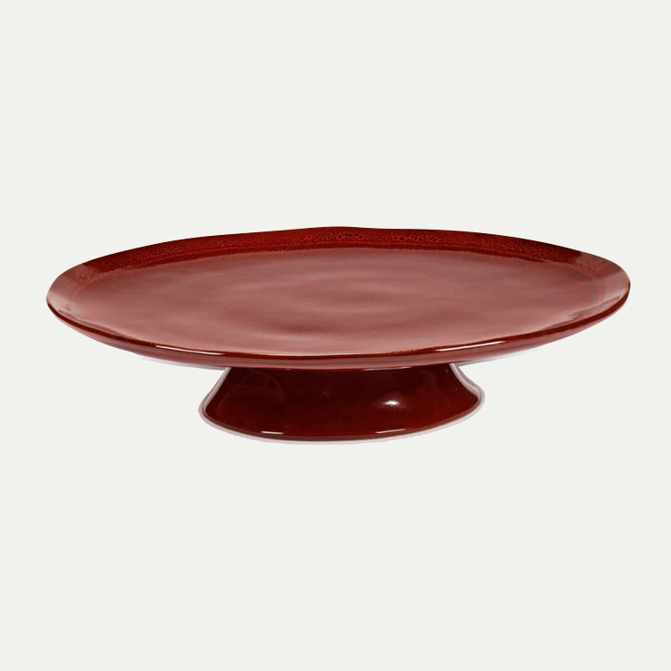 LARGE PLATE ON FOOT VENETIAN RED LA MERE