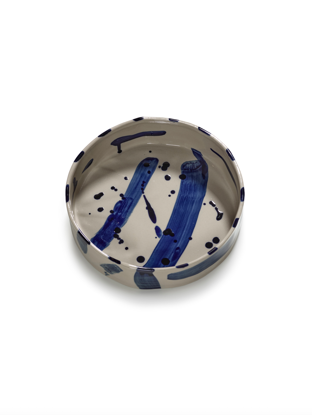 DEEP SERVING PLATE ROUND BEIGE BLUE SOPH